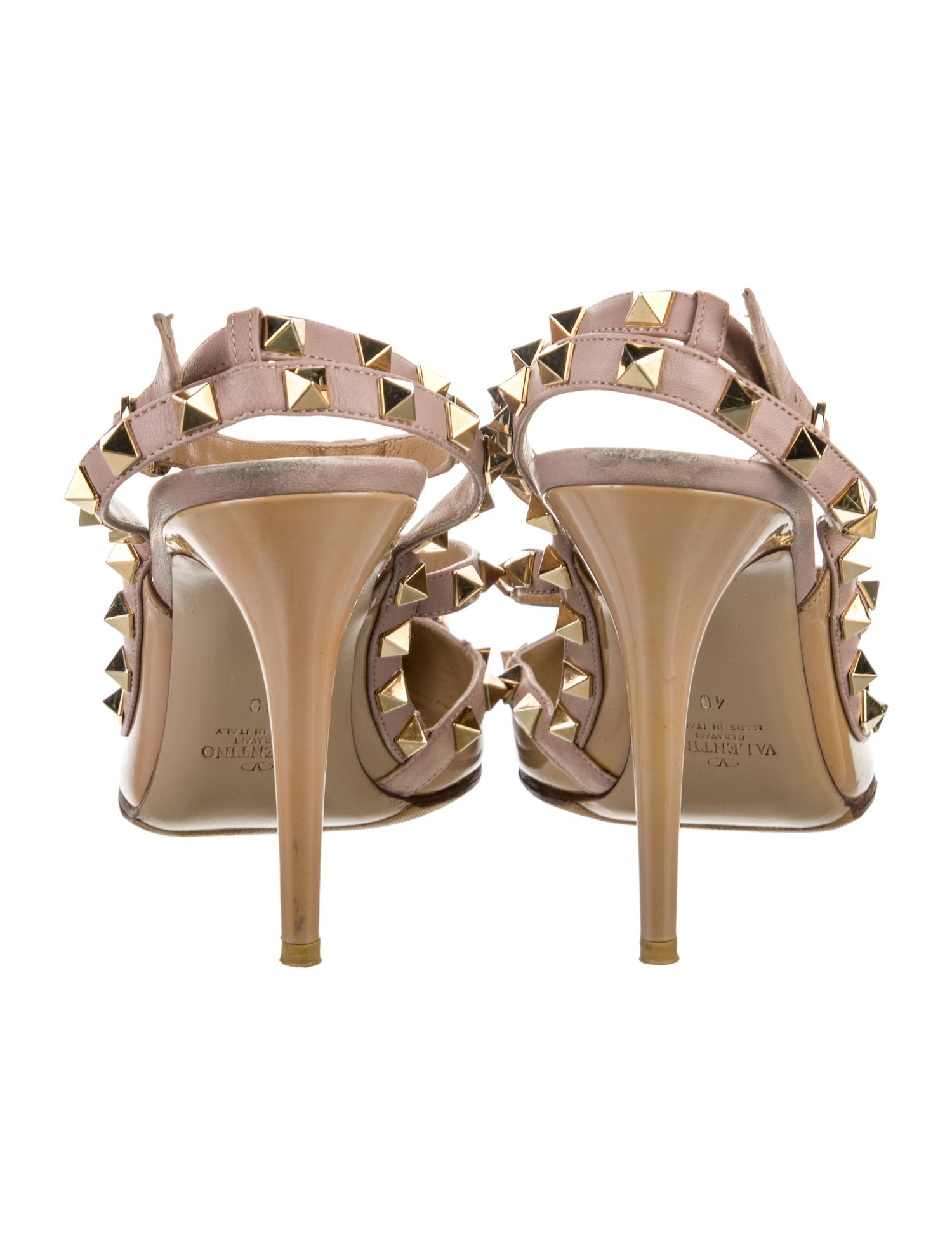 Valentino Rockstud Accents Patent Leather T-Strap Pumps